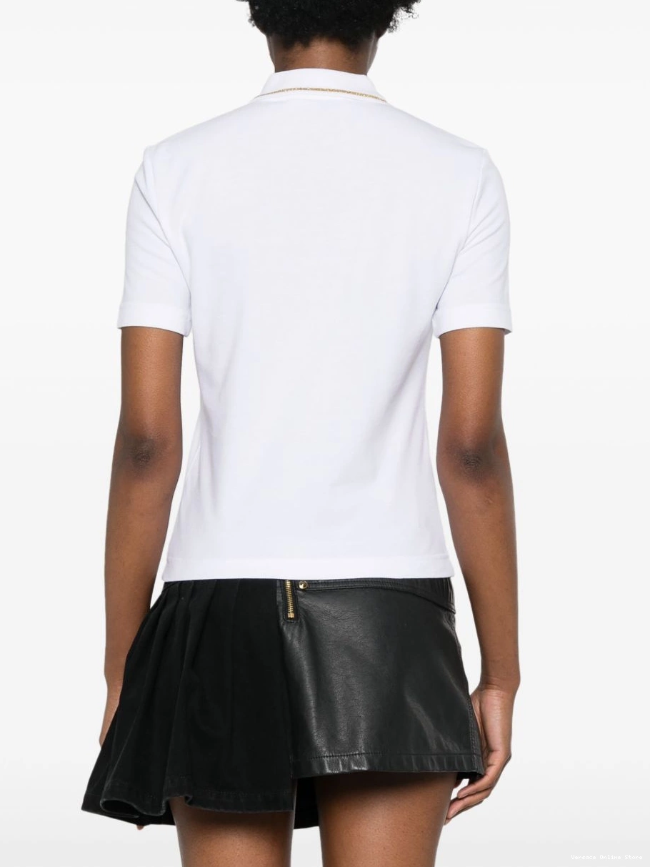 Affordable Versace embroidered-logo polo top Women Jeans Couture 0426